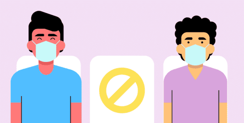 men with mask maintaining social distancing